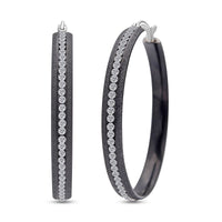 Value Buy Austrian Crystal Hoop Earrings in ION Plated Black Stainless Steel