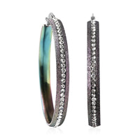 Austrian Crystal Hoop Earrings in ION Plated Rainbow Stainless Steel