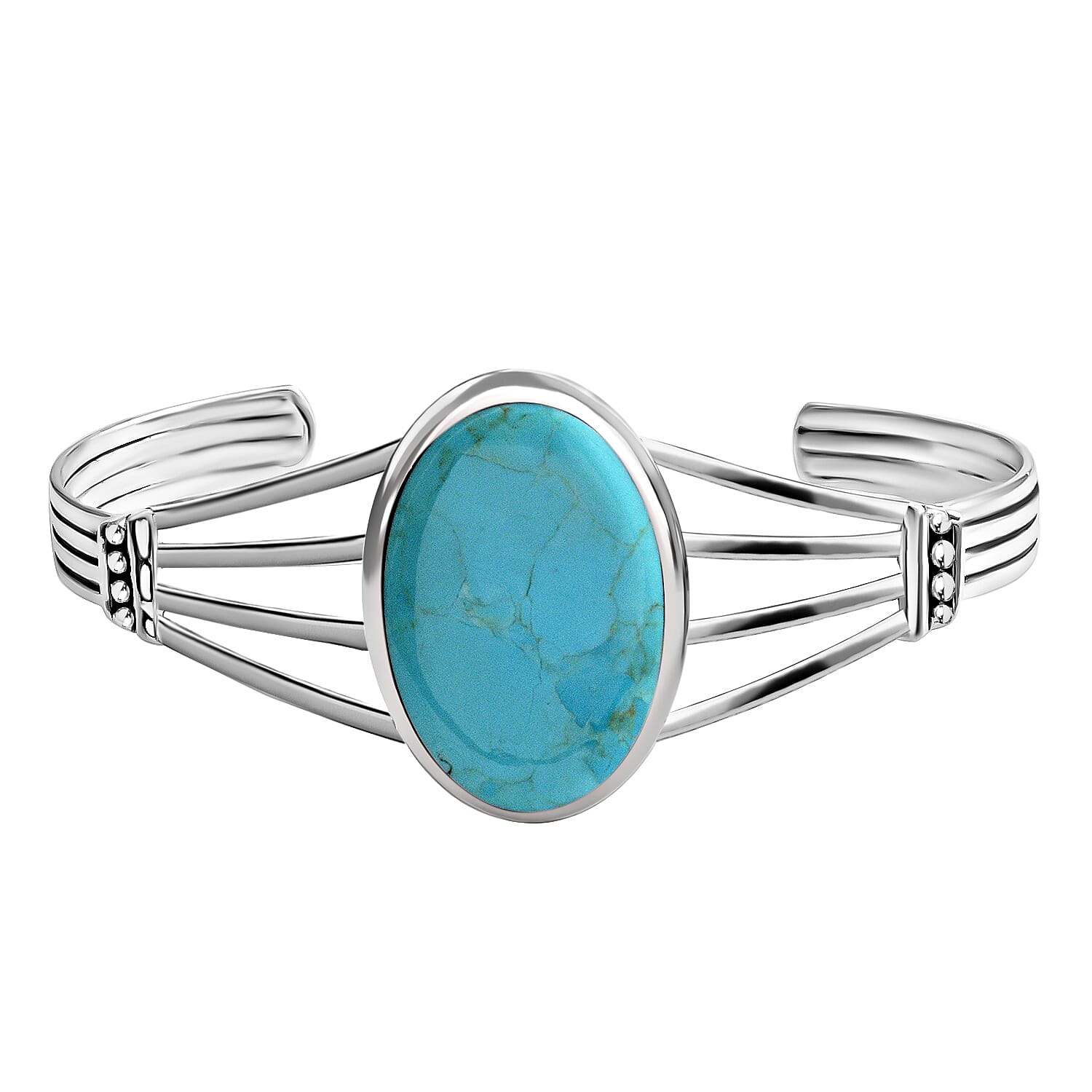 SANTA FE Style Kingman Turquoise Cuff Bracelet in Sterling Silver 7 Inch 16.40 Grams 3.75 ctw