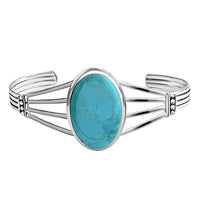 SANTA FE Style Kingman Turquoise Cuff Bracelet in Sterling Silver 7 Inch 16.40 Grams 3.75 ctw