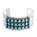 Santa Fe Style Kingman Turquoise Sterling Silver Wide Cuff (7 in) 3.50 ctw - Sticky add to cart bar