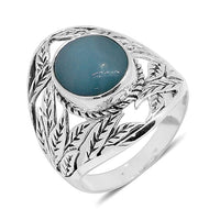 Bali Legacy Collection Sea Mist Larimar Sterling Silver Leaf Ring (Size 7.0) TGW 5.13 cts.