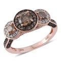 Natural Champagne and White Diamond Ring in 14K Rose Gold Over Sterling Silver (Size 7.0) 2.00 ctw - Sticky add to cart bar