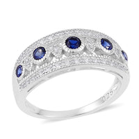 Lab Created Bluecand White Sapphire Vintage Art Deco Ring
