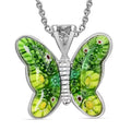 Green Murano Style Butterfly Necklace in Stainless Steel 24 Inches - Sticky add to cart bar