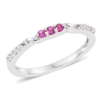 0.25 ctw Synthetic Ruby and Lab Created White Sapphire Ring in Sterling Silver (Size 7.0)