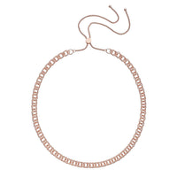 ION Plated Rose Gold Stainless Steel Double Curb Link Chain Necklace (Adjustable)