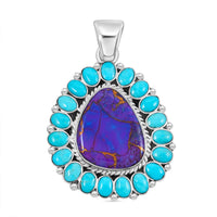 Santa Fe Style Mojave Purple Turquoise, Kingman Turquoise Sterling Silver Pendant without Chain TGW 4.50 cts.