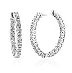 Diamond Inside Out Hoop Earrings in Sterling Silver 0.40 ctw