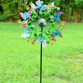 Hand Painted Multi Color Floral Butterfly Solar LED Wind Spinner -Adjustable Height up to 70 Inches - Sticky add to cart bar