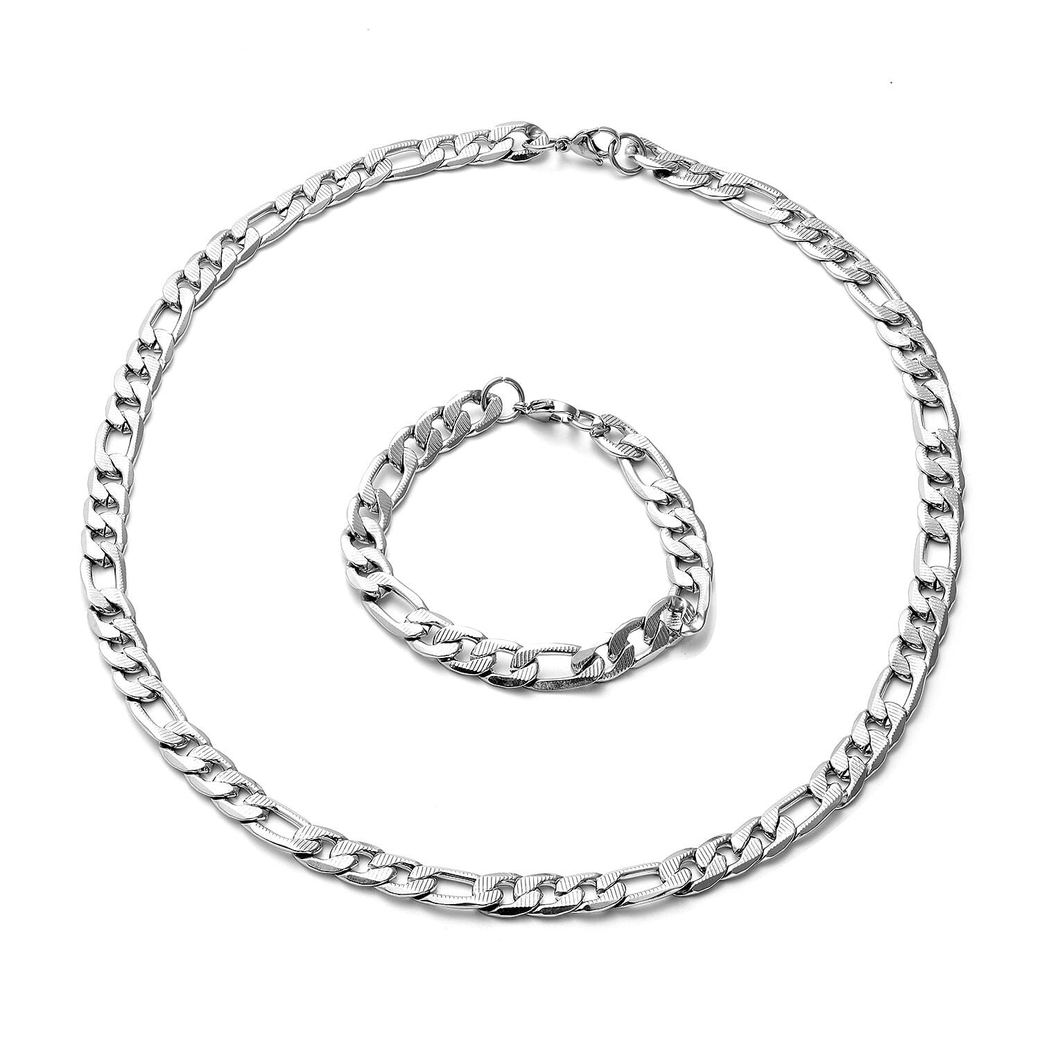 Curb Bracelet (8.50 in) and Necklace (24.00 In) in Stainless Steel
