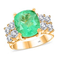 One Of A Kind Certified & Appraised Iliana 18K Yellow Gold AAAA Boyaca Colombian Emerald and SI Diamond Ring (Size 7.0) 9.33 Grams 7.30 ctw - Sticky add to cart bar
