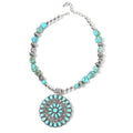 Constituted Blue Howlite and Chroma Necklace 24 Inches in Silvertone 410.00 ctw - Sticky add to cart bar