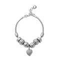 Austrian Crystal Heart Charm Bracelet in Stainless Steel (7.00-8.00Inch) - Sticky add to cart bar