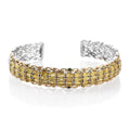 Canary Opal and Natural Chrome Diopside Cuff Bracelet in 14K YG and Platinum Over Sterling Silver (7.25 in) 23.96 Grams 3.20 ctw - Sticky add to cart bar