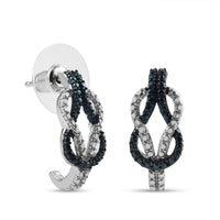 Blue Diamond Accent Earrings in Rhodium and Platinum Over Sterling Silver