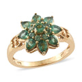 Emeraldine Apatite Floral Ring in 14K Yellow Gold Over Sterling Silver (Size 8.0) 2.00 ctw - Sticky add to cart bar