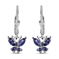 Brazilian Citrine 0.65 ctw Dangle Drop Earrings in Stainless Steel Sterling Silver, Citrine Butterfly Earrings