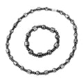 Hematite Beaded Stretch Bracelet and Necklace with Magnetic Clasp 20 Inches in Silvertone 840.00 ctw - Sticky add to cart bar