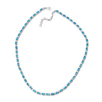 26.38 ctw Malgache Neon Apatite and White Topaz Line Necklace 18 Inch in Platinum Over Sterling Silver
