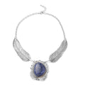 Sodalite Necklace 18-20 Inches in Black Oxidized Silvertone 100.00 ctw - Sticky add to cart bar