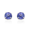 AA Tanzanite 0.90 cts Round Stud Earrings in 14K White Gold - Sticky add to cart bar
