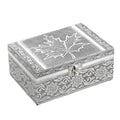 Aluminum Oxidized Maple Leaf Pattern Jewelry Box with Tray (7x5 in) - Sticky add to cart bar