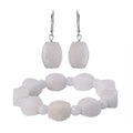 Natural Jade Carved Scroll Stretch Bracelet and Dangle Earrings in Sterling Silver 214.00 ctw - Sticky add to cart bar