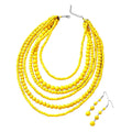 Howlite Multi Strand Beaded Necklace and Dangle Earrings For Women, Bib Chunky Necklace, Costume Jewelry Set in Silvertone and Stainless Steel - Sticky add to cart bar
