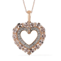 14K Rose Gold Marropino Morganite, Diamond Accent Pendant Necklace 2.67 ctw
