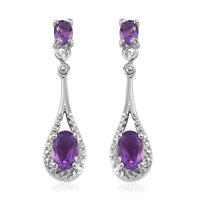 KARIS 1.20 ctw Amethyst Drop Earrings in Platinum Bond