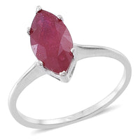 Niassa Ruby Sterling Silver Marquise Solitaire Ring (Size 10.0) TGW 3.55 cts.