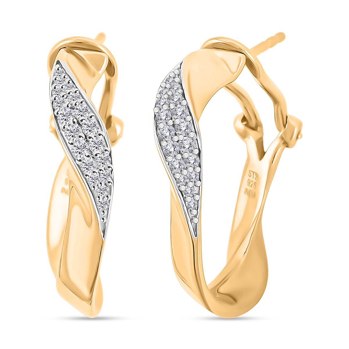Zircon 0.50 ctw Earrings in 14K Yellow Gold Over Sterling Silver