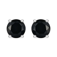 4 ctw Australian Black Tourmaline Solitaire Stud Earrings in Platinum Over Sterling Silver