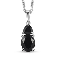 2.50 ctw Australian Black Tourmaline and Natural Thai Black Spinel Pendant Necklace 20 Inches in Platinum Over Sterling Silver