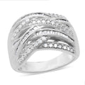 Diamond Criss Cross Ring in Platinum Over Sterling Silver (Size 6.0) 1.00 ctw - Sticky add to cart bar