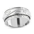 Floral Engraved Concave Spinner Ring in Sterling Silver 4.1 Grams - Sticky add to cart bar