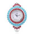 Eon 1962 Bamboo Coral, Sleeping Beauty Turquoise Swiss Movement Watch in Sterling Silver with Stainless Steel Back 11.00 ctw - Sticky add to cart bar