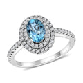 One Of A Kind Certified & Appraised Iliana 18K White Gold AAA Santa Maria Aquamarine and Diamond G-H SI Double Halo Ring 1.15 ctw - Sticky add to cart bar