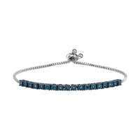 0.18 ctw Blue Diamond Bolo Bracelet in Sterling Silver