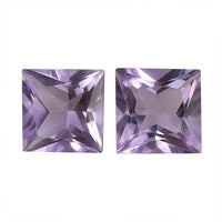 AA Princess Cut Rose De France Amethyst Set of 2 (Sqr 7 mm) 2.74 ctw Loose Gemstone