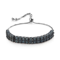 Blue Diamond Bolo Bracelet in Blue Rhodium and Sterling Silver 8.25 Grams 0.40 ctw