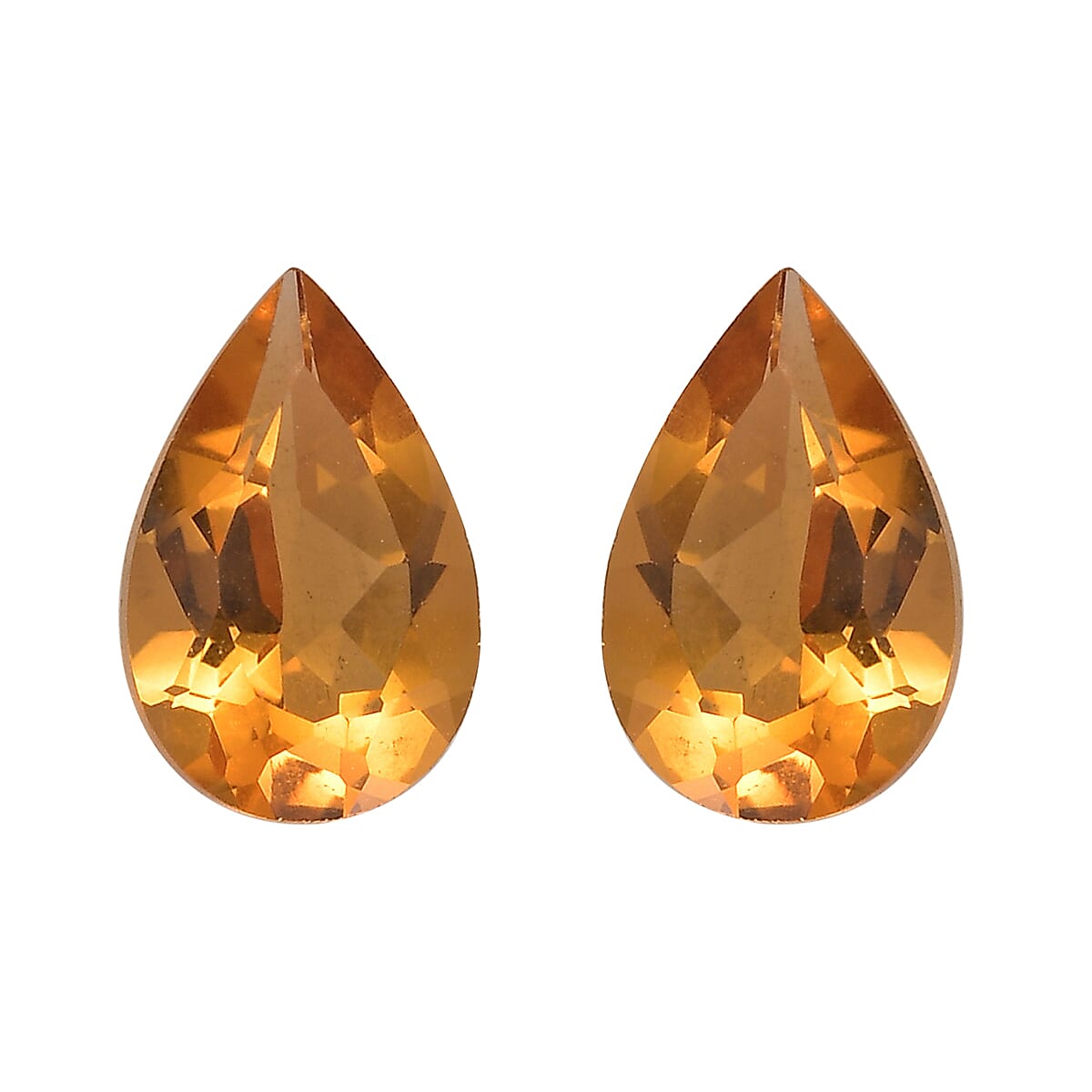 Serra Gaucha Citrine Set of 2 (Pear 8x5 mm) 1.31 ctw Loose Gemstone
