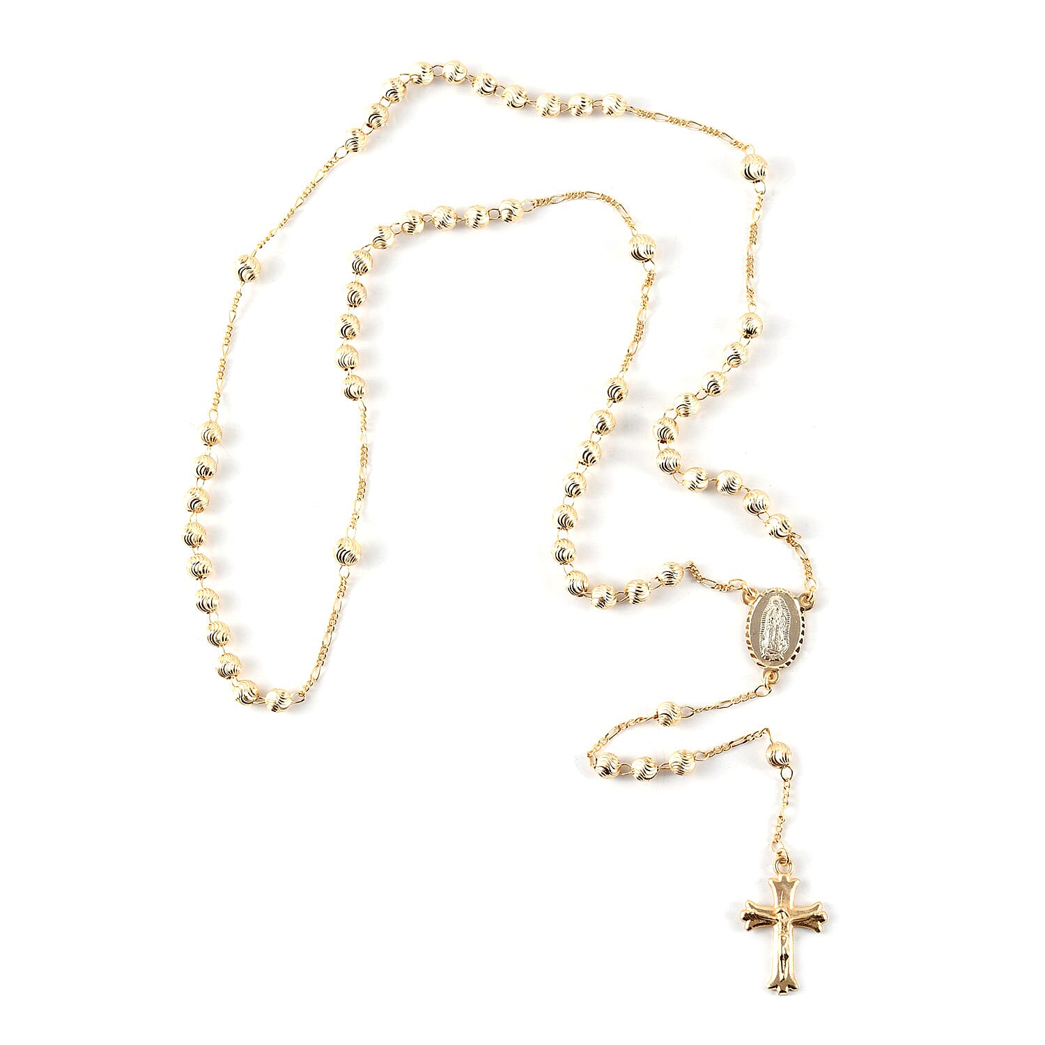 Rosary Style Necklace 26 Inches in Goldtone