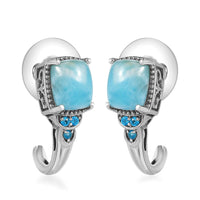 5.50 ctw Larimar and Malgache Neon Apatite Hoop Earrings in Platinum Over Sterling Silver