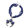 Lapis Lazuli Bead Layered Necklace in Black Oxidized Silvertone, Lapis Lazuli Pendant For Women - Sticky add to cart bar