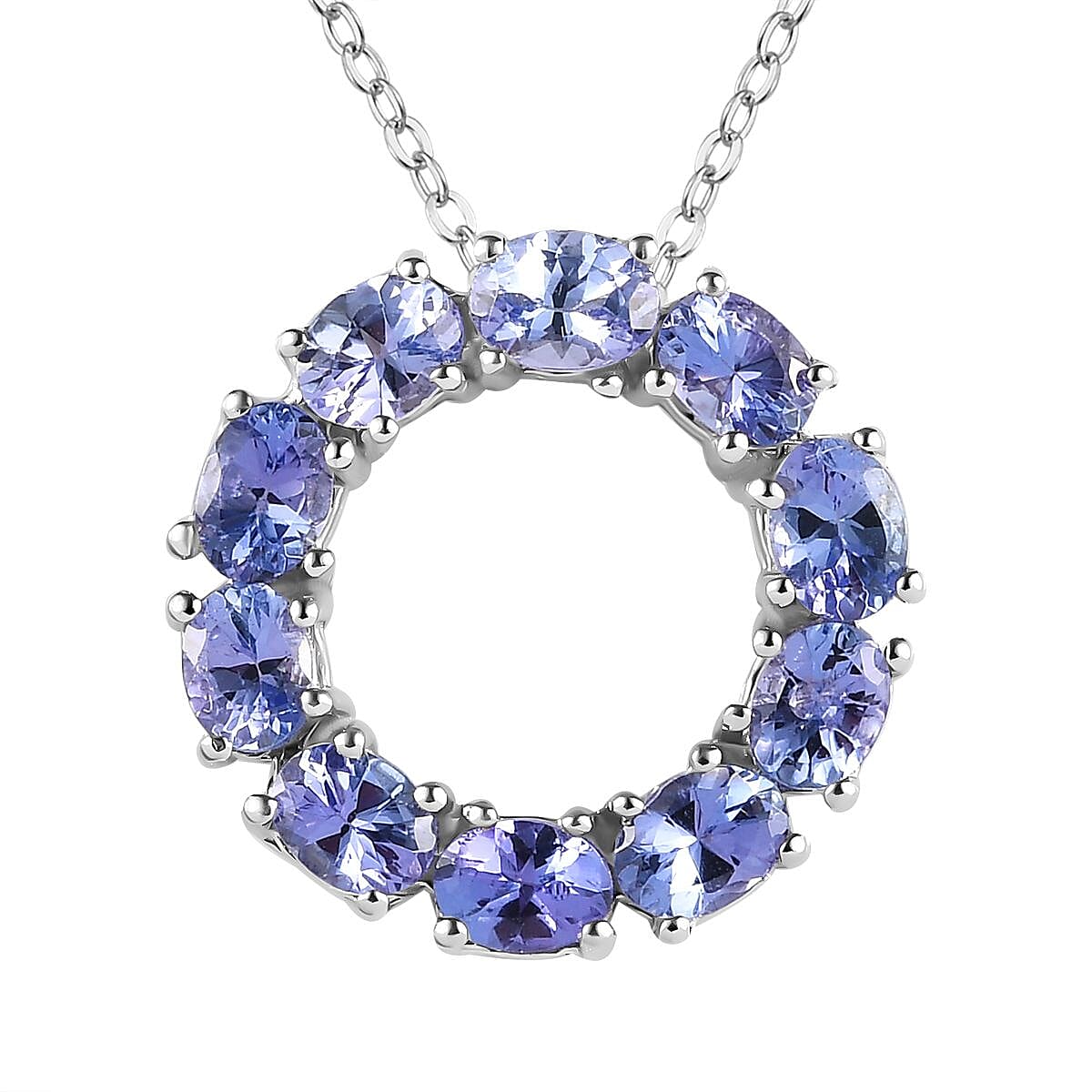 Premium Tanzanite Circle Pendant Necklace in Platinum Over Sterling Silver , Circle of Life Pendant, Tanzanite Pendant Necklace (20 Inches) 1.40 ctw