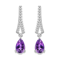 1.50 ctw Rose De France Amethyst Drop Earrings in Sterling Silver