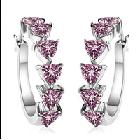 Simulated Pink Diamond Hoop Earrings in Stainless Steel