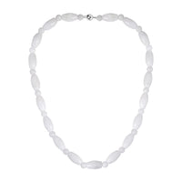 Natural Jade Carved Beaded Necklace 20 Inches With Magnetic Clasp in Sterling Silver 350.00 ctw